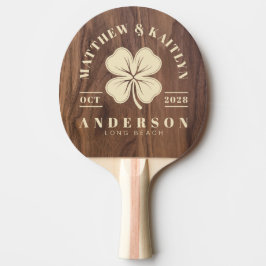 Walnut Wood Irish Clover Wedding Crest Tischtennis Schläger