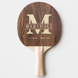 Walnut Wood Monogram & Name Overlay Tischtennis Schläger