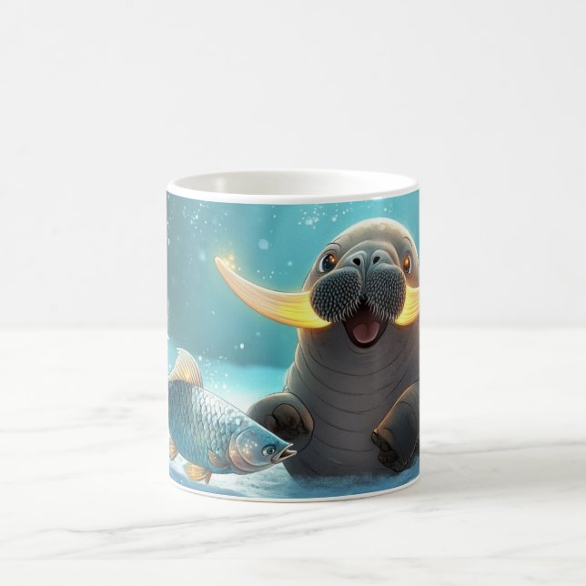Walross Cartoon-Stil lebendig Cute Bunt Kaffeetasse (Mittel)