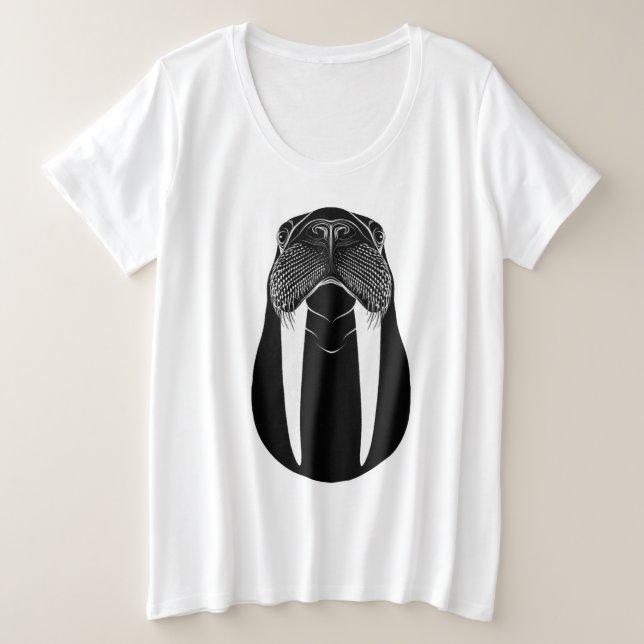 Walross-Silhouette Große Größe T-Shirt (Design vorne)
