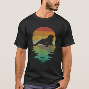 Walross-Silhouette Sonnenuntergang Retro Vintage 7 T-Shirt