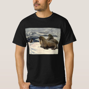 Walrosse im arktischen Schnee, Vintage Meereslebew T-Shirt