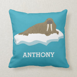 Walrus auf einer Iceberg-Illustration Personalisie Kissen