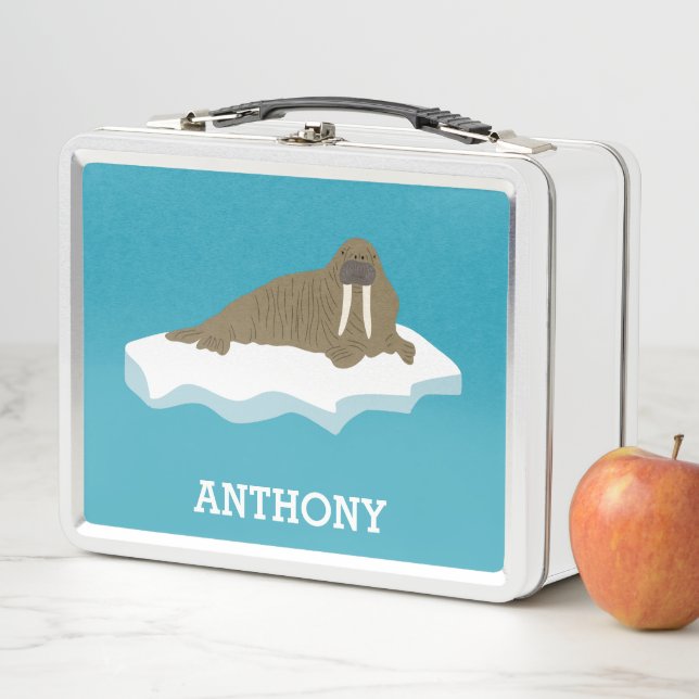 Walrus auf einer Iceberg-Illustration Personalisie Metall Brotdose (Beispiel)
