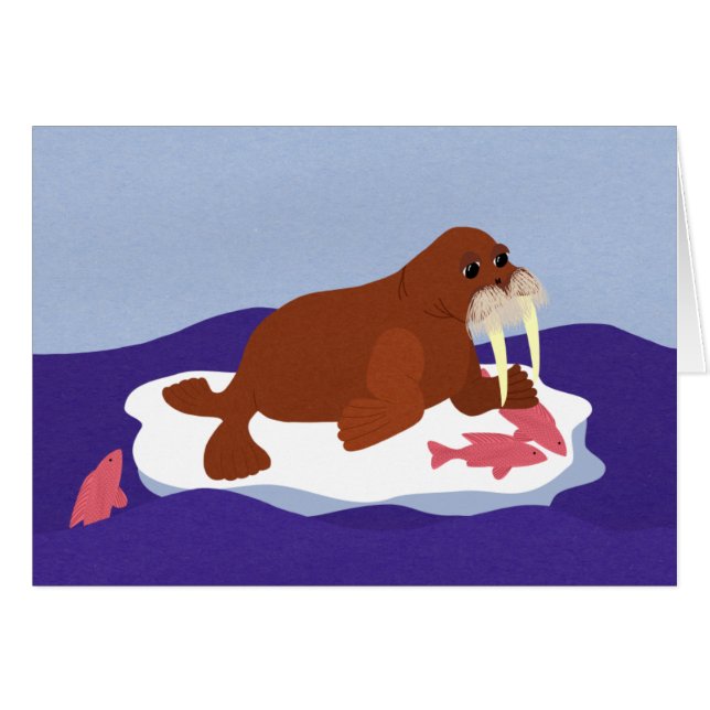 Walrus auf Iceberg mit Fisch (Vorderseite (Horizontal))