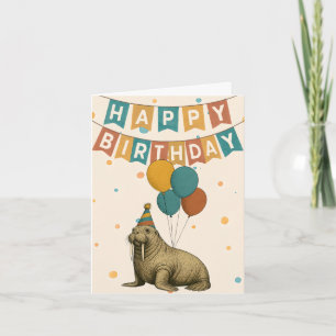 Walrus Birthday Card - Funny Party Animal Karte