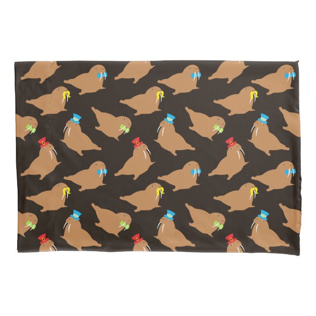 Walrus Cartoon Animal Muster Kissenbezug (Vorderseite)