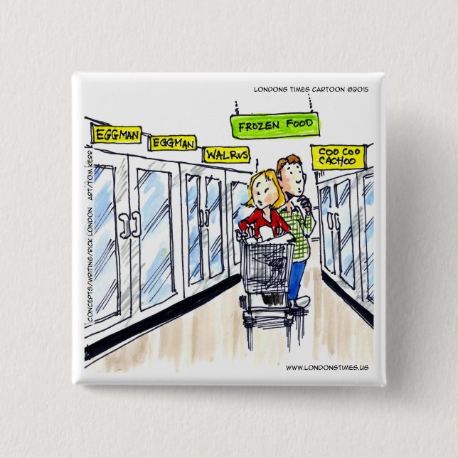 Walrus Frozen Food Section Funny Button (Vorderseite)