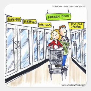 Walrus Frozen Food Section Funny Quadratischer Aufkleber