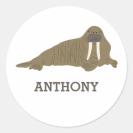 Walrus Graphic Realistic Style Illustration Runder Aufkleber