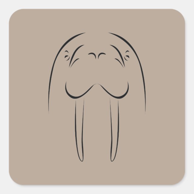 Walrus Kontur Quadratischer Aufkleber (Vorderseite)