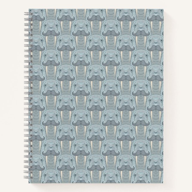 Walrus Mustache Pattern Notizbuch (Vorderseite)