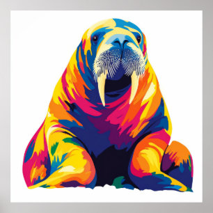 Walrus Portrait Illustration Aquarellmalerei Poster