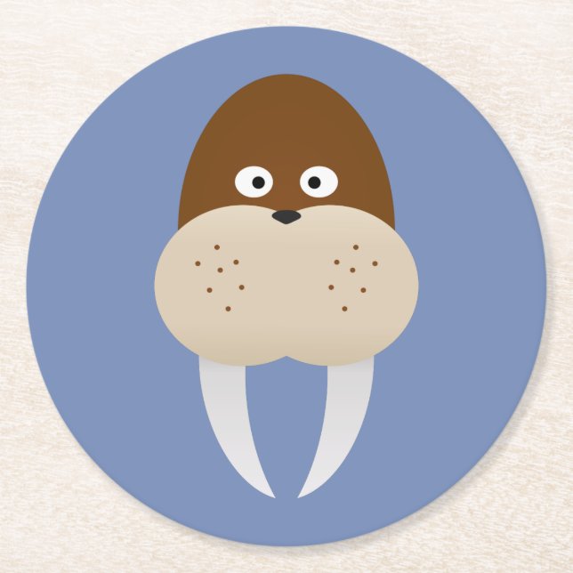 Walrus Runder Pappuntersetzer (Vorderseite)