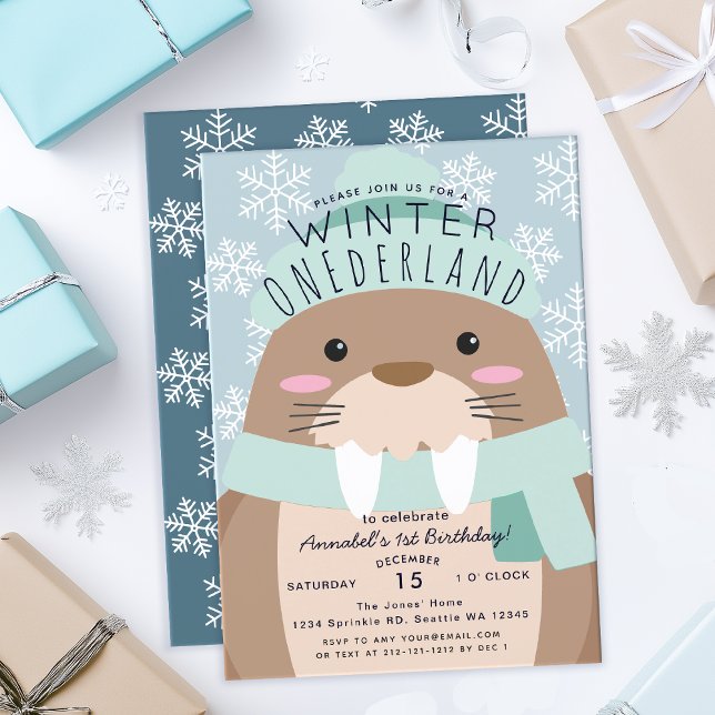 Walrus Winter Onederland Kindergeburtstag Einladun Einladung (Von Creator hochgeladen)