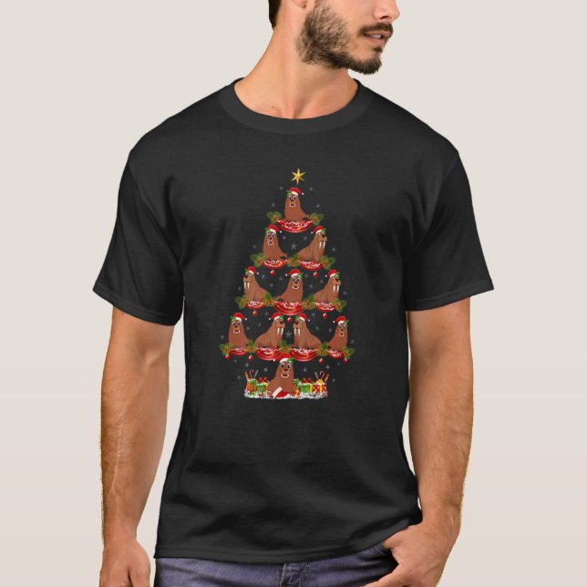 Walrus  Xmas Holiday Santa Walrus Christmas Tree T-Shirt (Vorderseite)