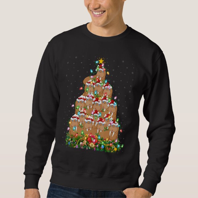 Walrus  Xmas Lights Santa Walrus Christmas Tree Sweatshirt (Vorderseite)