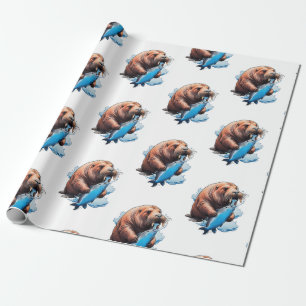 Walrusfischerei im Meer Geschenkpapier