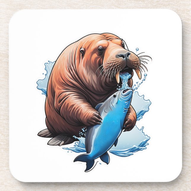 Walrusfischerei im Meer Getränkeuntersetzer (Vorderseite)