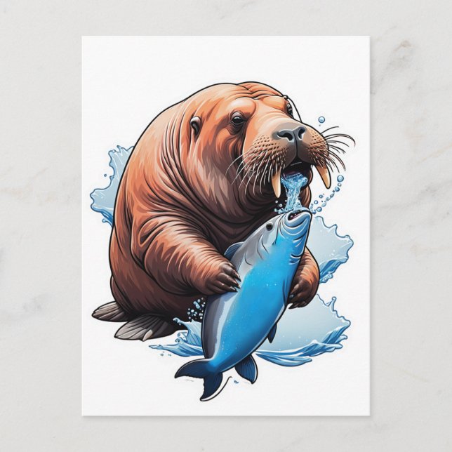Walrusfischerei im Meer Postkarte (Vorderseite)