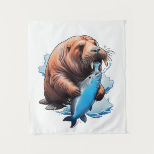Walrusfischerei im Meer Wandteppich