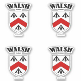 Walsh Wappen Irish Translation & Meaning (x4) Aufkleber