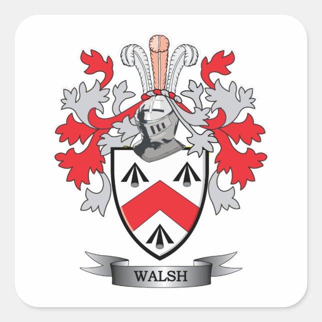 Walsh Wappen Quadratischer Aufkleber (Vorderseite)