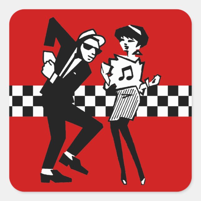 Walt Jabsco & Betty Beat in Red II Quadratischer Aufkleber (Vorderseite)