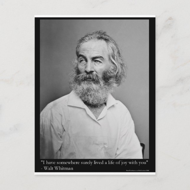 Walt Whitman Joy with You Liebe Quote Tasse T-Shir Postkarte (Vorderseite)