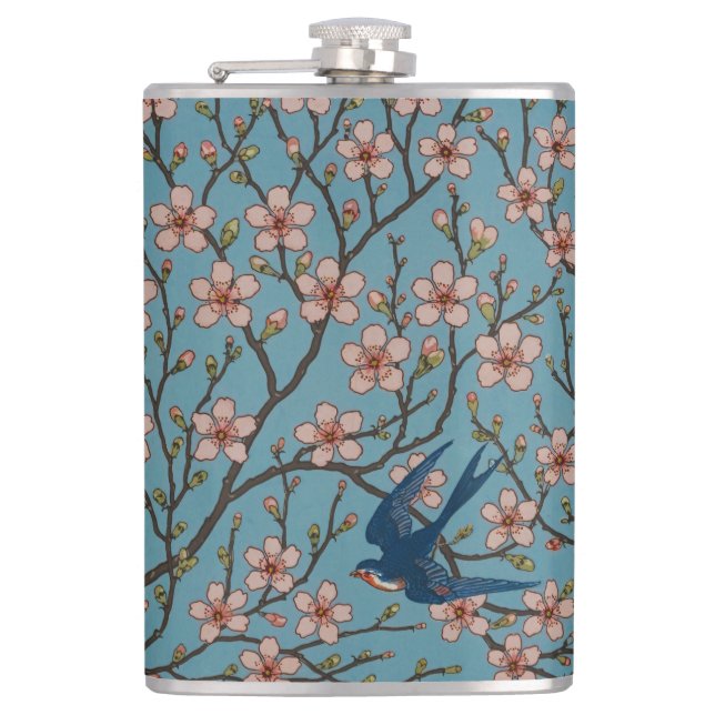 Walter Crane Almond Blossom & Swallow Flachmann (Vorderseite)