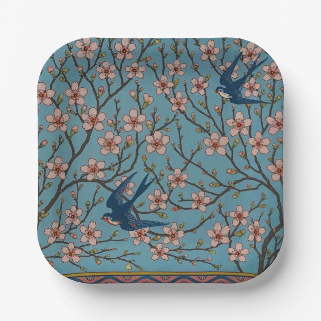 Walter Crane Almond Blossom & Swallow Pappteller (Vorderseite)