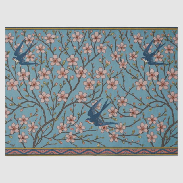Walter Crane Almond Blossom & Swallow Seidenpapier (Vorderseite)