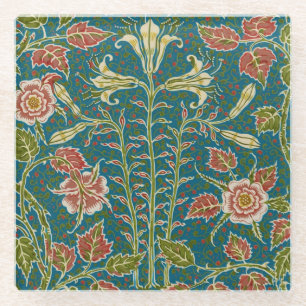Walter Crane Antike Lily und Rose Blumenmuster Glasuntersetzer