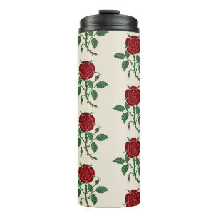 Walter Crane Antikes Saxon-Rot-Rosen-Muster Thermosbecher