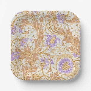 Walter Crane Arts and Crafts Lila Blumenkunst Pappteller