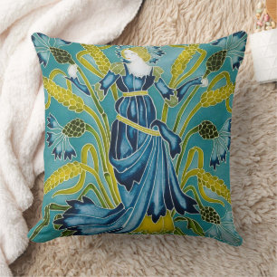 Walter Crane Blaue Kornblume Arts and Crafts Kissen