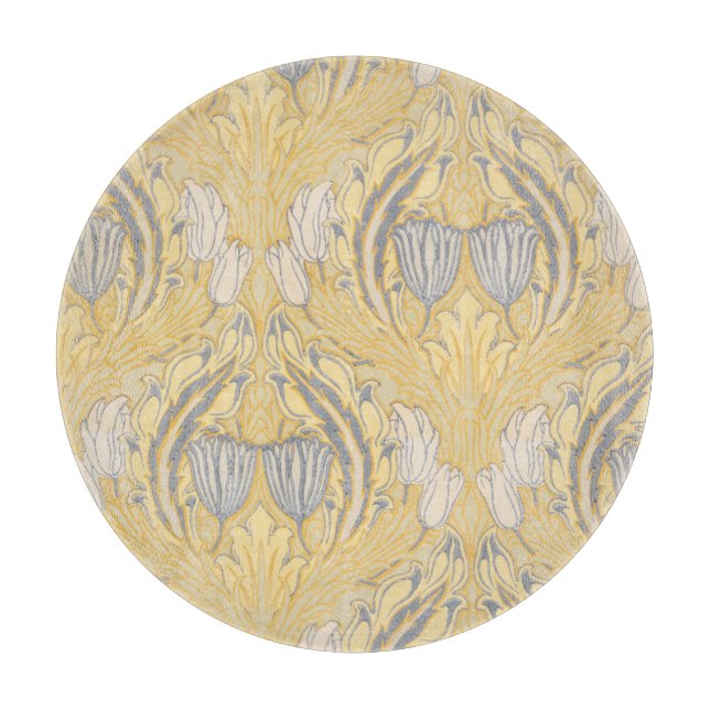 Walter Crane Blue White Tulips & Acanthus Schneidebrett (Vorderseite)