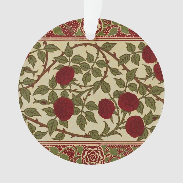 Walter Crane Red Roses with Thorned Stems Ornament (Vorderseite)