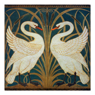 Walter Crane Schwan, Binse Und Iris Art Nouveau Poster