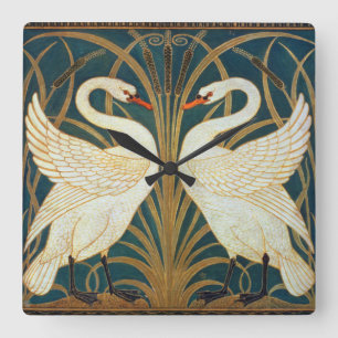 Walter Crane Schwan, Binse Und Iris Jugendstil Quadratische Wanduhr