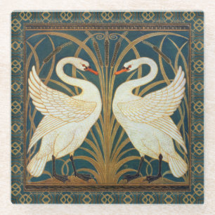 Walter Crane Schwan, Eilrush und Schwertlilie Art Glasuntersetzer