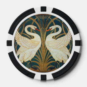 Walter Crane Schwan, Rohrkolben und Iris Art Nouve Pokerchips