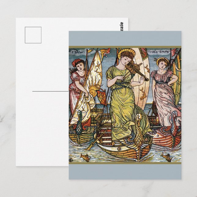 Walter Crane Ships, Graceful Ladys, Art Nouveau Postkarte (Vorne/Hinten)