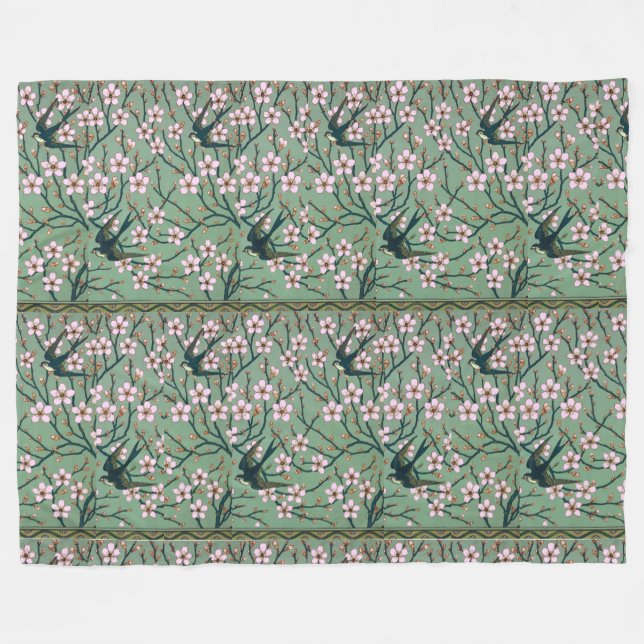 Walter Crane Swallows and Almonds Fleecedecke (Vorderseite (Horizontal))