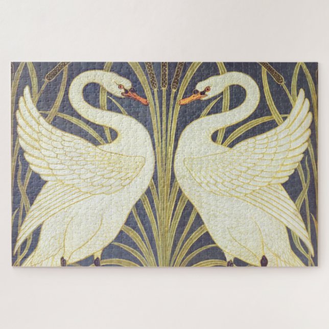 Walter Crane Swan, Rush and Iris Art Nouveau (Horizontal)