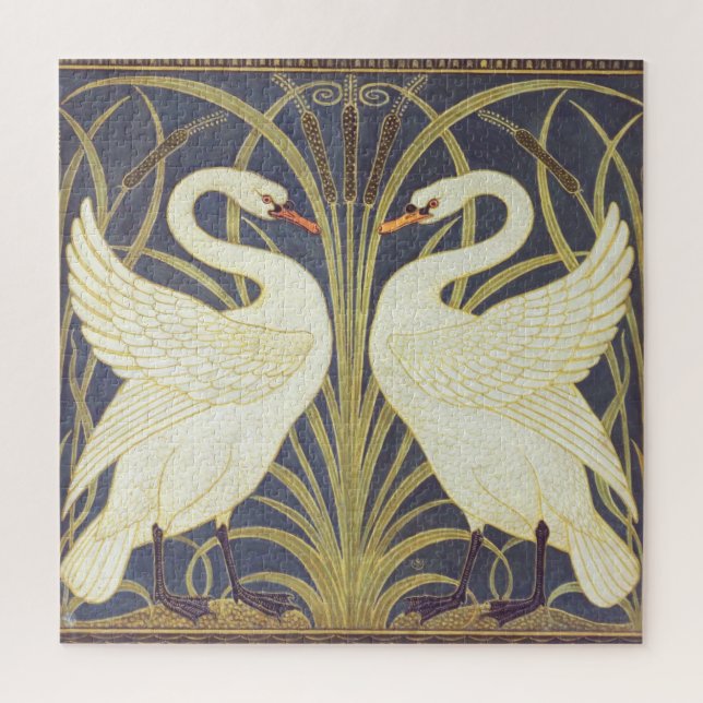 Walter Crane Swan, Rush and Iris Art Nouveau (Vertikal)