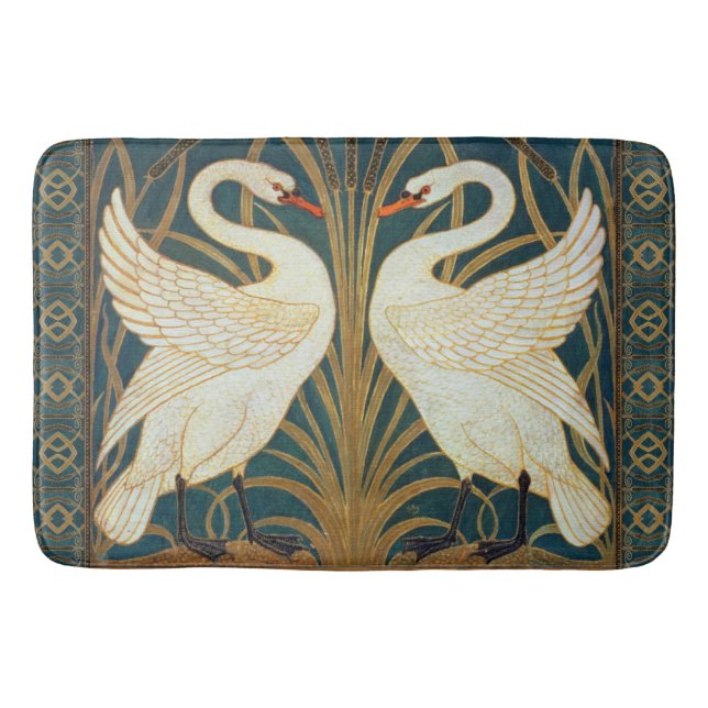 Walter Crane Swan, Rush and Iris Art Nouveau Badematte (Vorderseite)