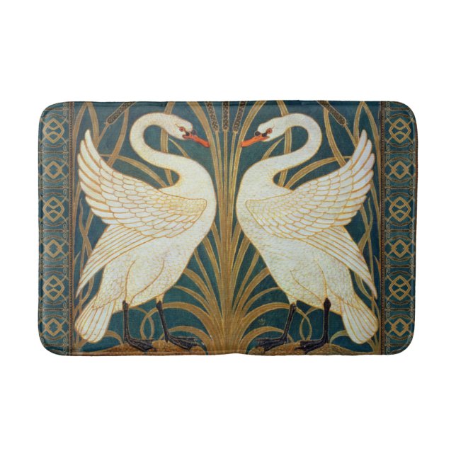 Walter Crane Swan, Rush and Iris Art Nouveau Badematte (Vorderseite)