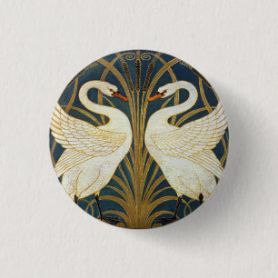Walter Crane - Swan, Rush and Iris Art Nouveau Button