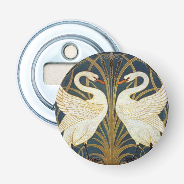 Walter Crane - Swan, Rush and Iris Art Nouveau Flaschenöffner (Vorderseite)